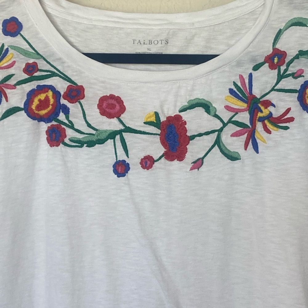 Talbots Floral Embroidered Tee - Picture 3 of 6